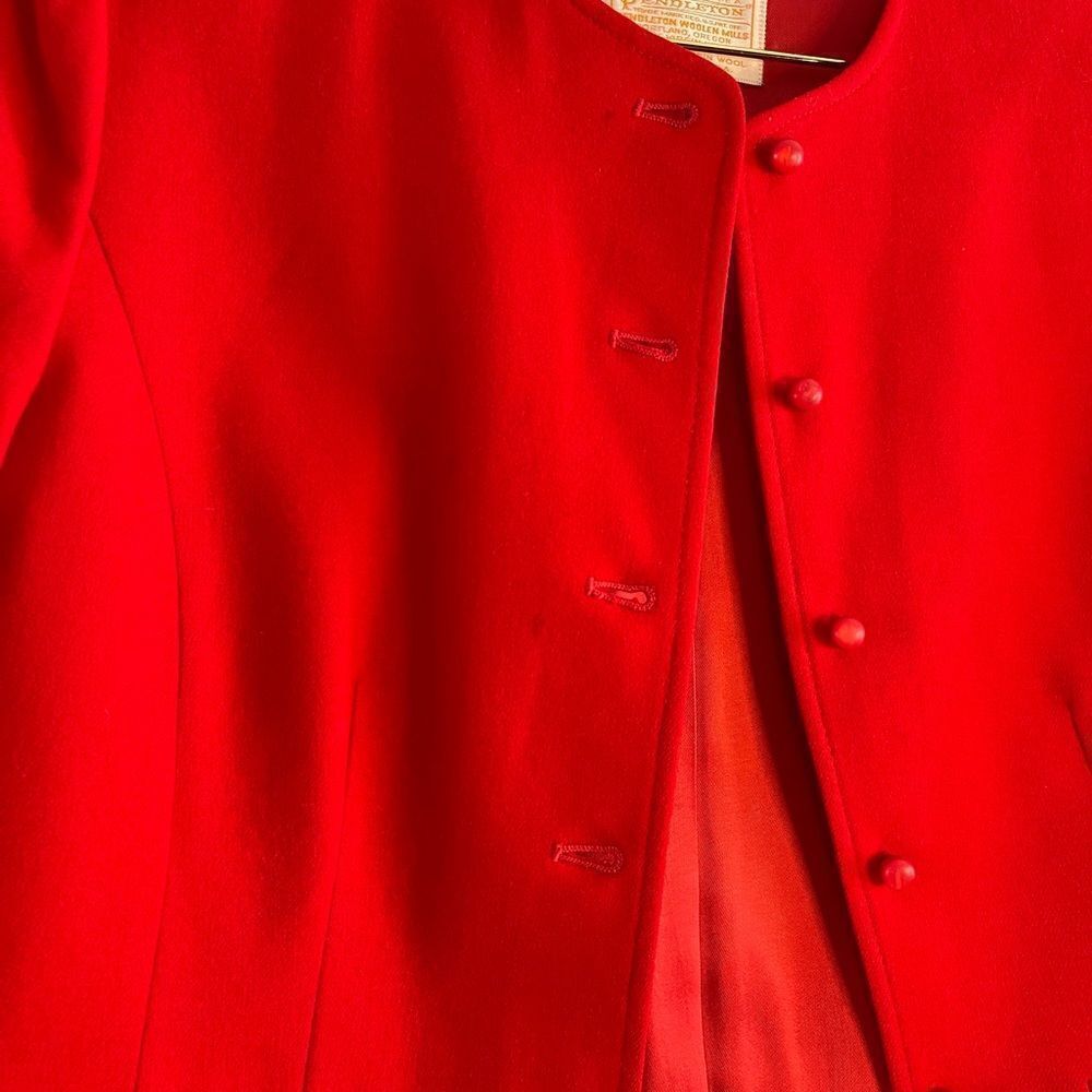 VTG Pendleton Blazer Cropped Jacket || Red - Picture 15 of 16